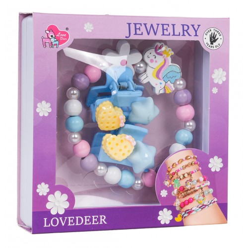 Zestaw Biżuterii Jednorożec Biały Kwiatek