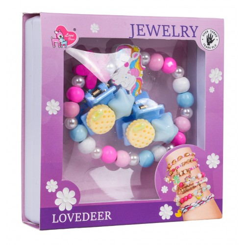 Zestaw Biżuterii Jednorożec Różowy Kwiatek