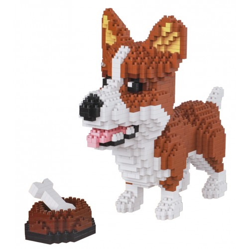 Zestaw klocków konstrukcyjnych 1200 el. Welsh Corgi z miską i kością dla nastolatków 14+ i dorosłych