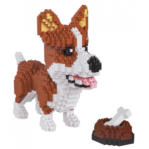 Zestaw klocków konstrukcyjnych 1200 el. Welsh Corgi z miską i kością dla nastolatków 14+ i dorosłych