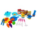 Kitchen faucet with water, apron, chef s hat, blue