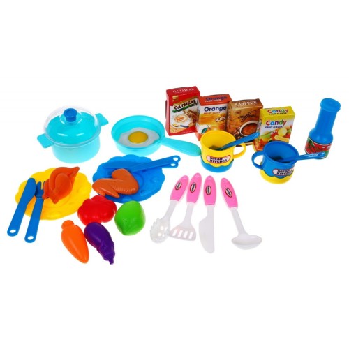 Kitchen faucet with water, apron, chef s hat, blue