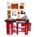 Kitchen with fridge, water tap