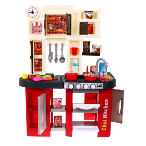 Kitchen with fridge, water tap