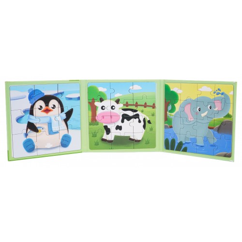 Magnetyczne Puzzle Zwierzęta + Książeczka