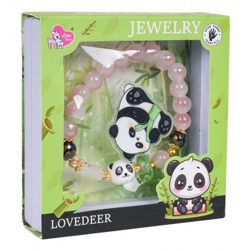 Zestaw Biżuterii Panda Różowa Bransoletka