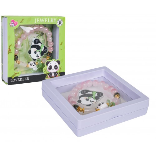 Zestaw Biżuterii Panda Różowa Bransoletka