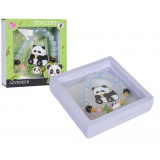 Zestaw Biżuterii Panda Niebieska Bransoletka