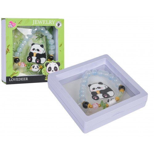 Zestaw Biżuterii Panda Niebieska Bransoletka