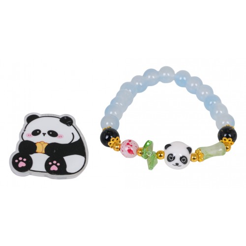 Zestaw Biżuterii Panda Niebieska Bransoletka