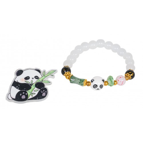 Zestaw Biżuterii Panda Biała Bransoletka