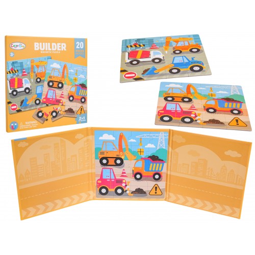 Magnetyczne Puzzle Plac Budowy + Książeczka