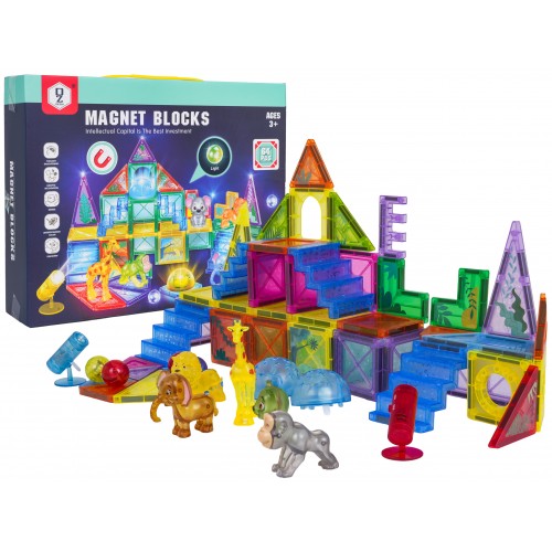 Zestaw Klocków Magnetycznych 3D ZOO 64el.