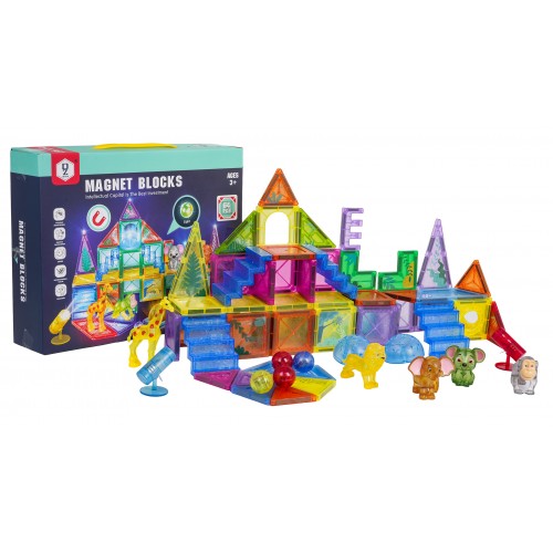 Zestaw Klocków Magnetycznych 3D ZOO 64el.