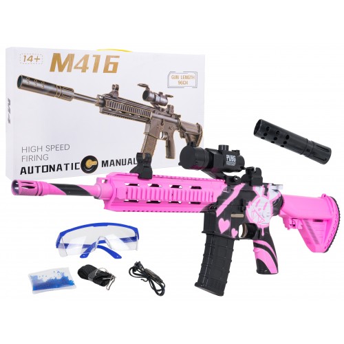 Karabin M416 Różowy na Kulki Wodne + Akcesoria
