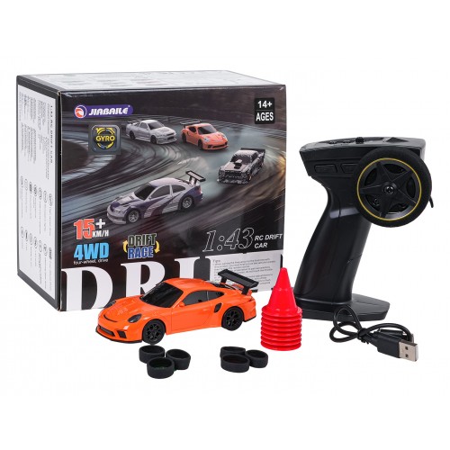 Autko R/C do Driftu 1:43 Pomarańczowe + Akcesoria