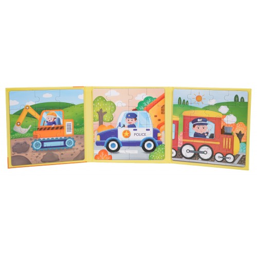 Magnetyczne Puzzle Pojazdy + Książeczka