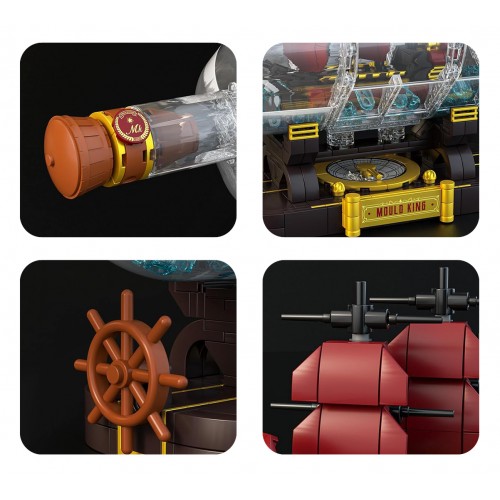 Zestaw Klocków Statek Piracki Czerwony w Butelce 885el.