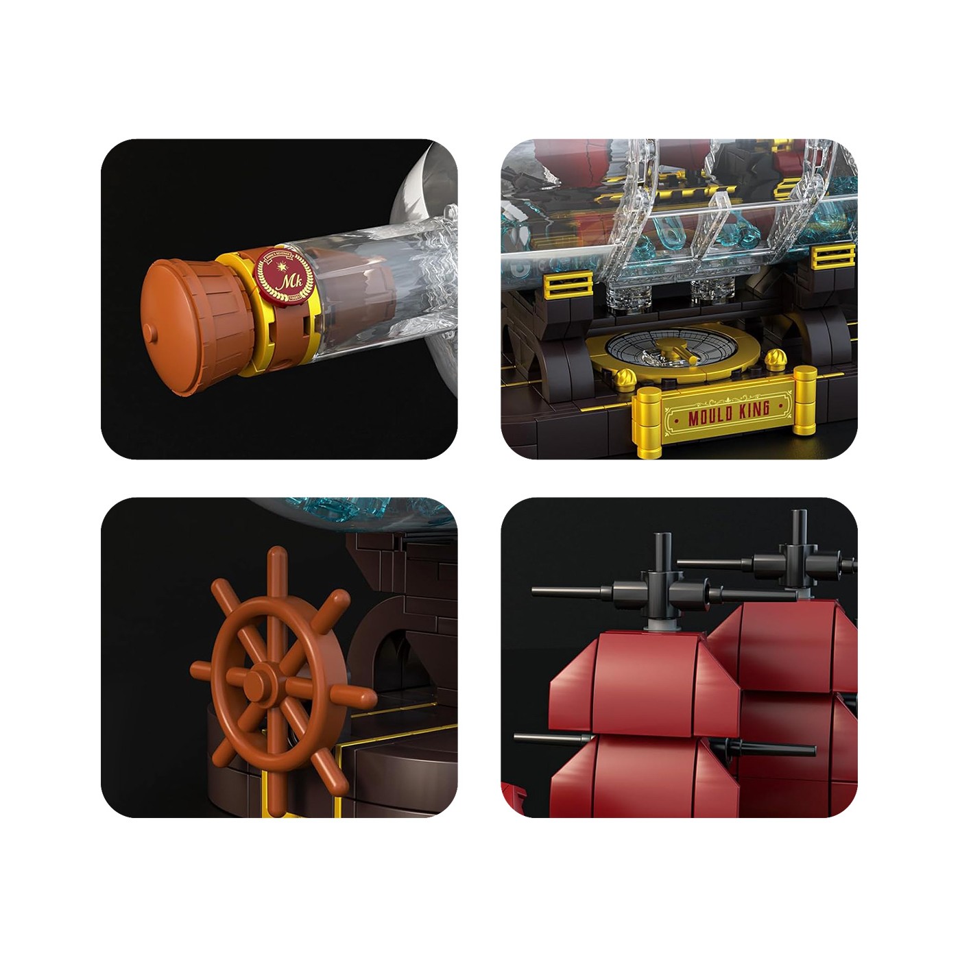 Zestaw Klocków Statek Piracki Czerwony w Butelce 885el.