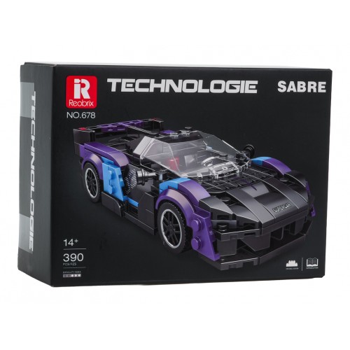 Zestaw Klocków Auto Sportowe Czarno Niebieskie 390el.