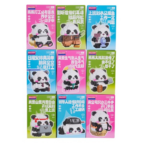 MEGA Zestaw Klocków Pandy 9 Figurek