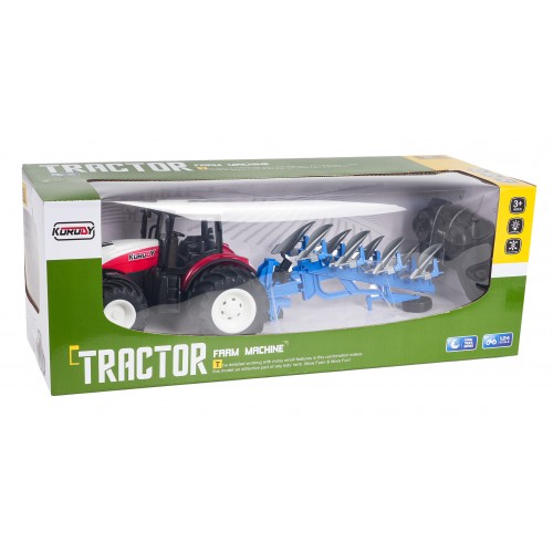 Traktor Czerwony R/C Z Pługiem 1:24