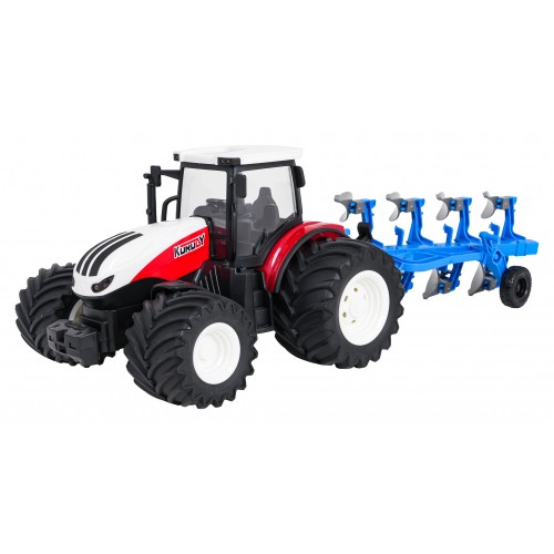Traktor Czerwony R/C Z Pługiem 1:24