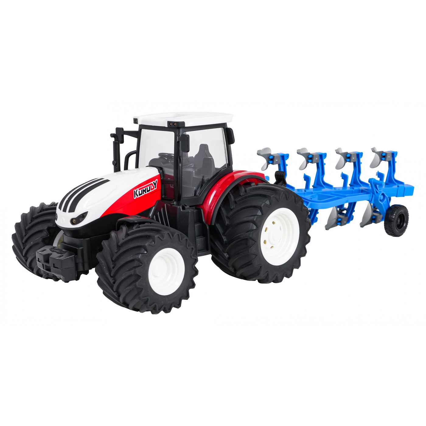 Traktor Czerwony R/C Z Pługiem 1:24
