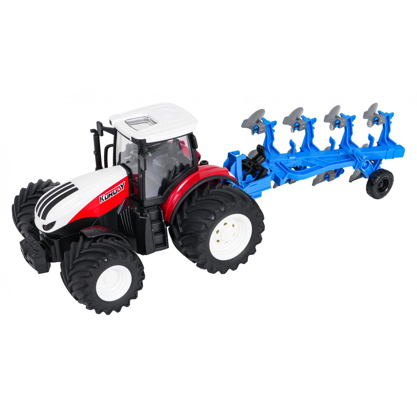Traktor Czerwony R/C Z Pługiem 1:24