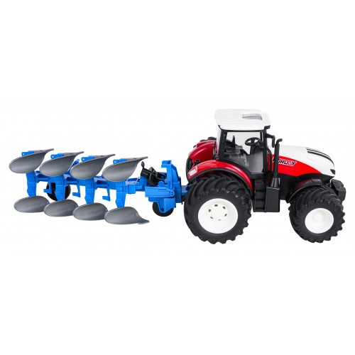 Traktor Czerwony R/C Z Pługiem 1:24