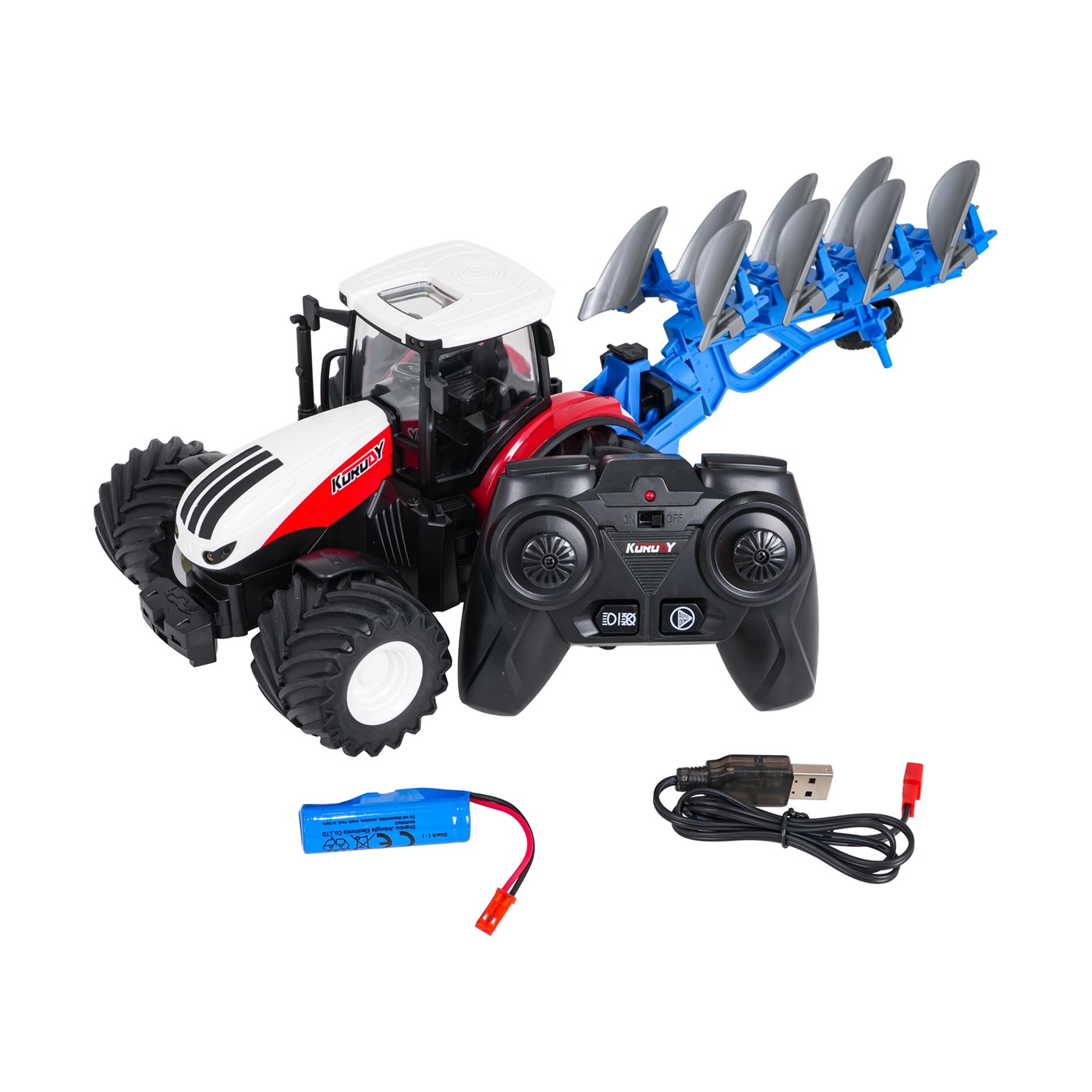 Traktor Czerwony R/C Z Pługiem 1:24