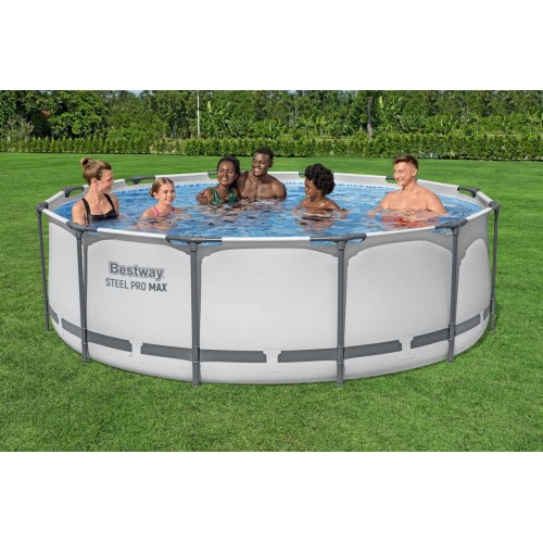 Basen stelażowy Steel Pro MAX 366x100 Szary 12FT BESTWAY 4w1 + Pompa Filtr + Drabinka