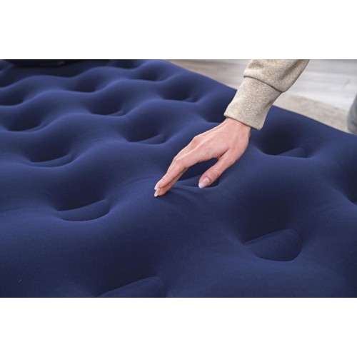 Dmuchany Materac do spania Queen 2-osobowy flokowany BESTWAY 203x152x22cm + Pompka + 2 Poduszki