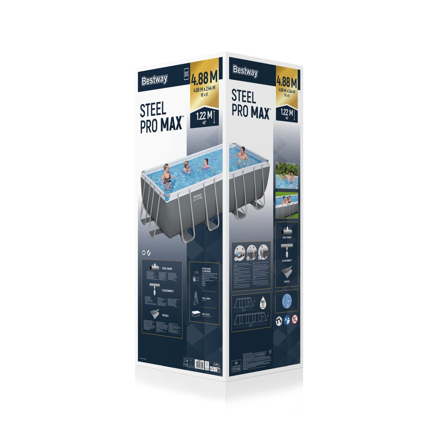Basen stelażowy Power Steel 488x244x122 Szary 16x8FT BESTWAY 6w1