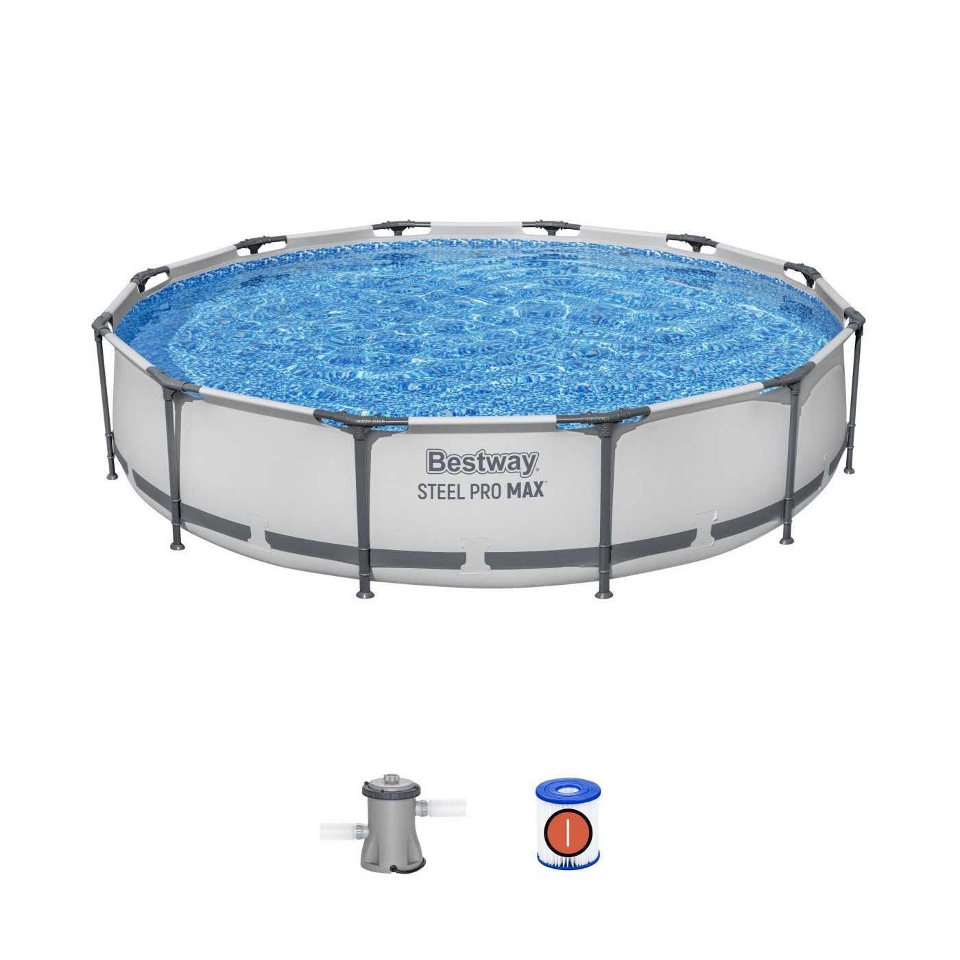 Basen Stelażowy Steel Pro MAX 366x76 Okrągły 12FT BESTWAY 3w1 + Pompa Filtr