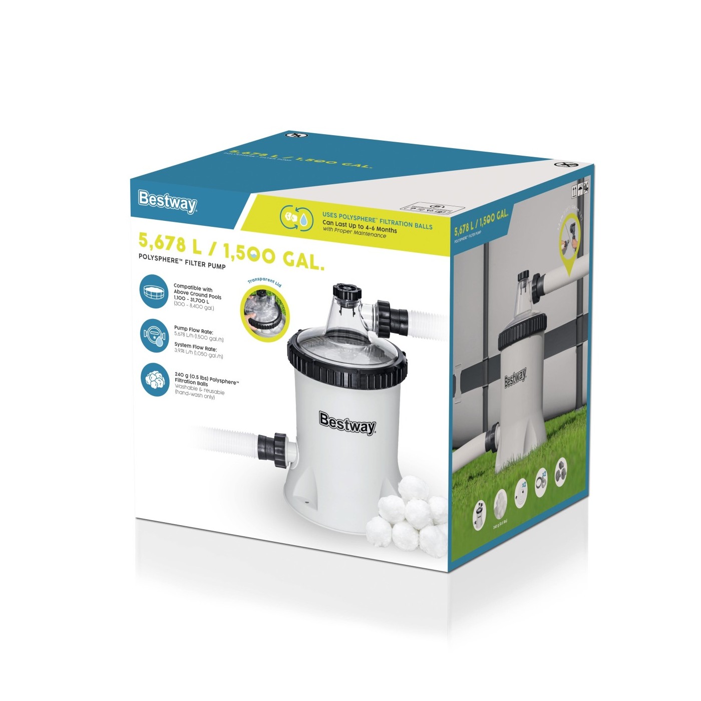 Pompa na Wkład filtrujący Polysphere FlowClear 1500gal. BESTWAY