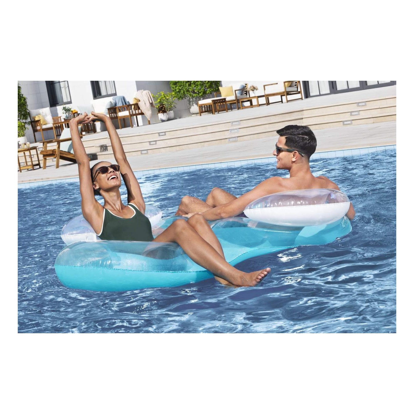 Dmuchany Fotel Materac do pływania dla 2 osób BESTWAY 188x117cm + Oparcia + Uchwyty