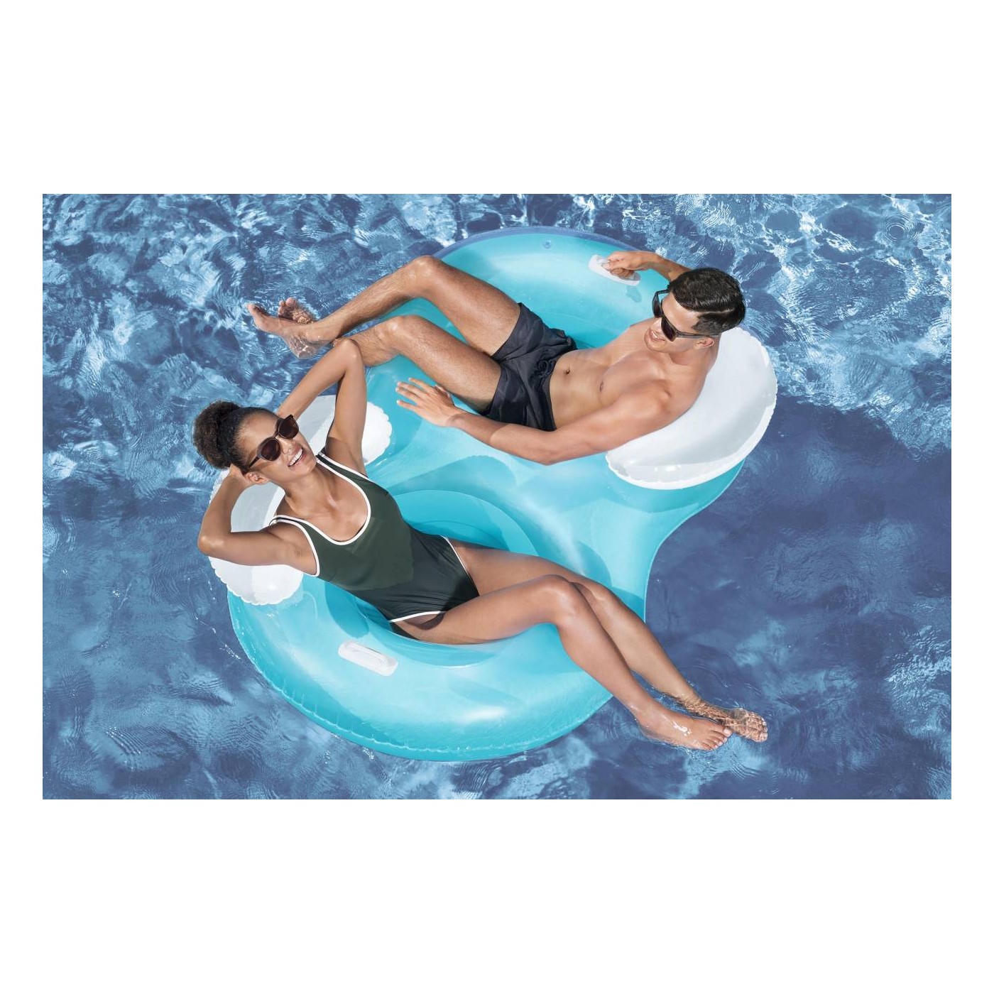 Dmuchany Fotel Materac do pływania dla 2 osób BESTWAY 188x117cm + Oparcia + Uchwyty