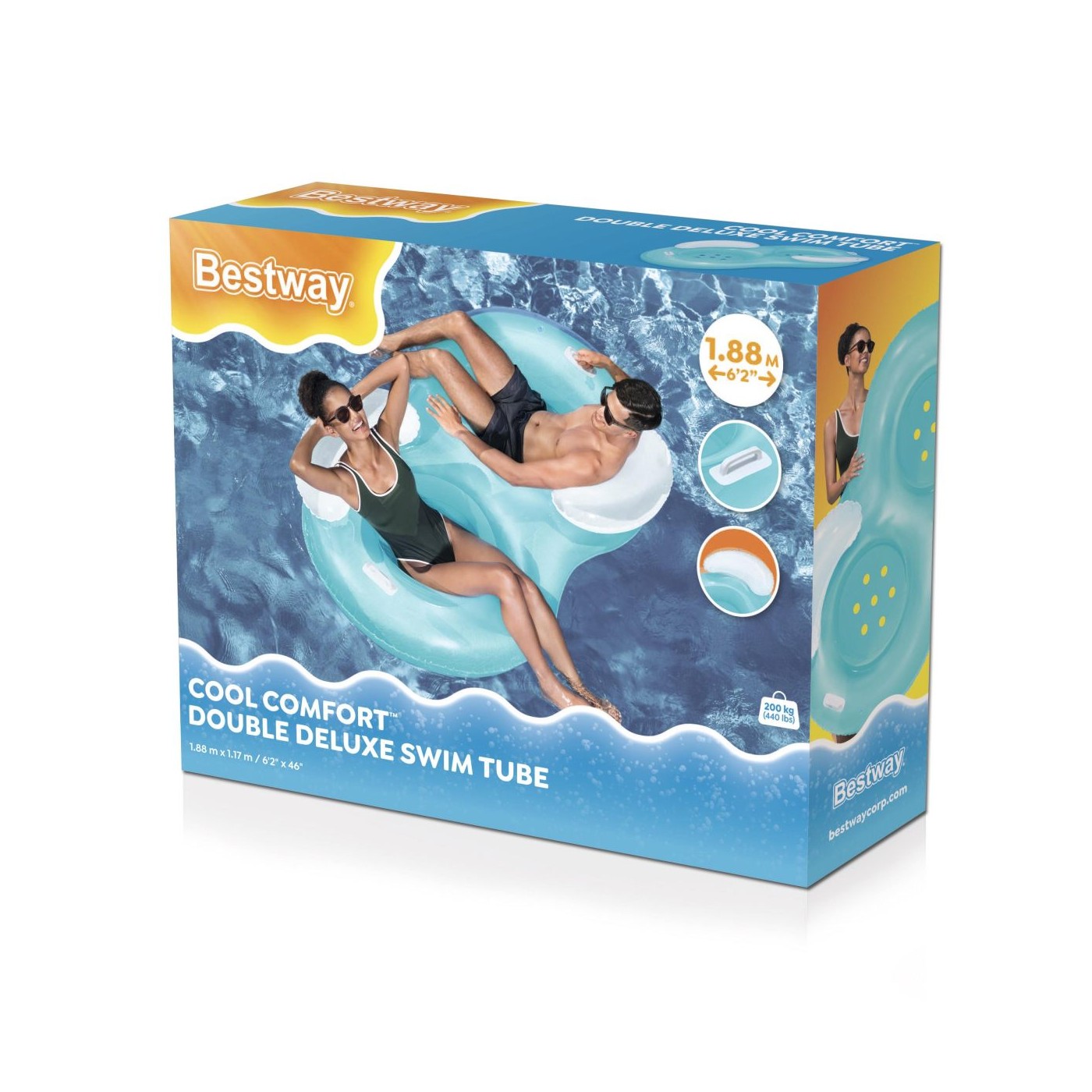 Dmuchany Fotel Materac do pływania dla 2 osób BESTWAY 188x117cm + Oparcia + Uchwyty