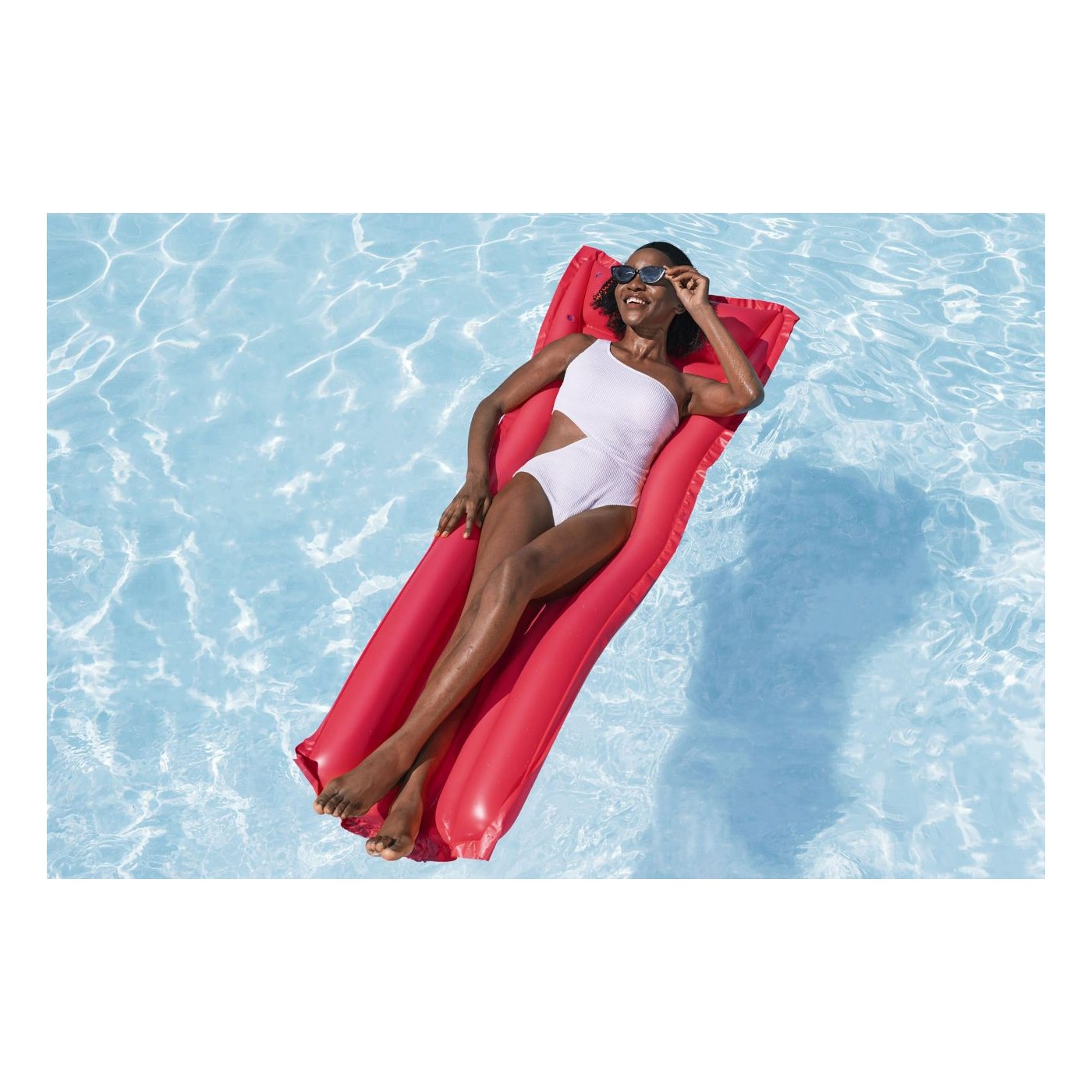 Dmuchany Materac do pływania Czerwony BESTWAY 183x69cm + Poduszka