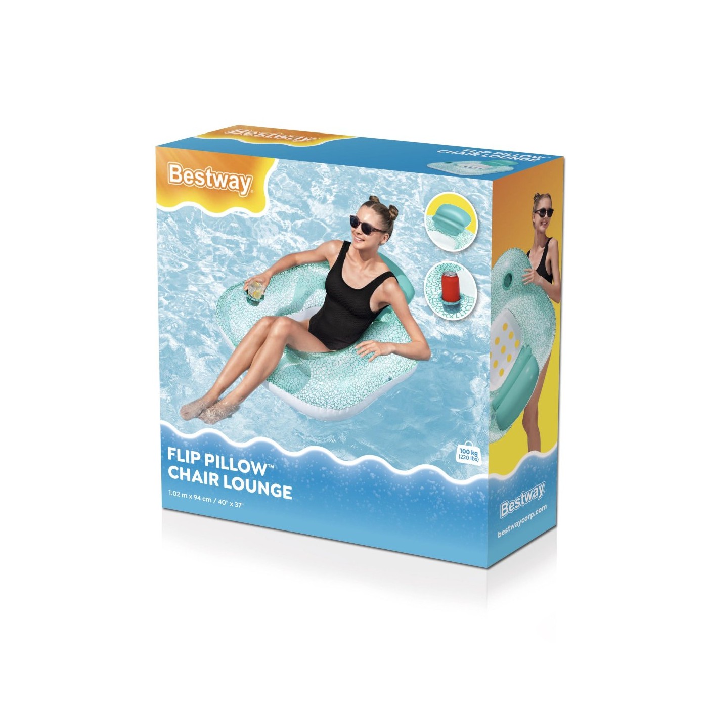 Dmuchany Fotel z poduszką Koło do pływania BESTWAY + Zestaw naprawczy