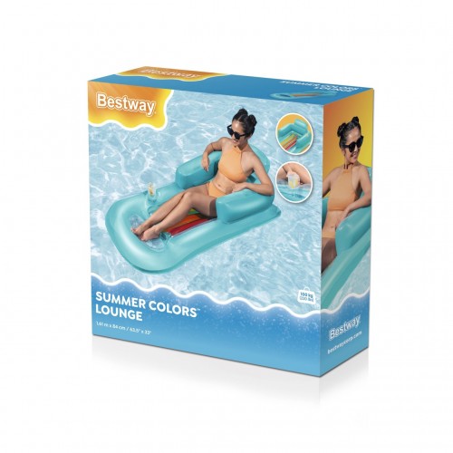 Dmuchany Materac do pływania Leżak Niebieski BESTWAY 161x84cm + Oparcie