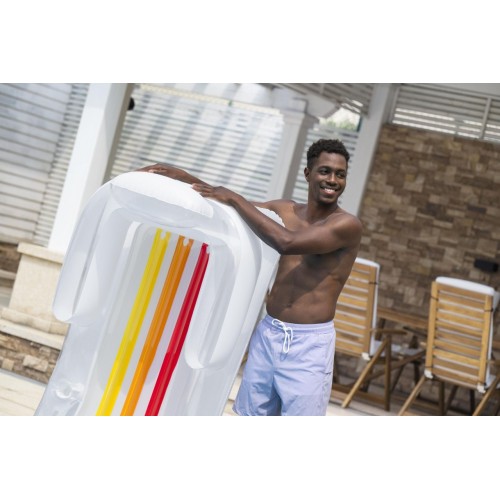 Dmuchany Materac do pływania Leżak Biały BESTWAY 161x84cm + Oparcie