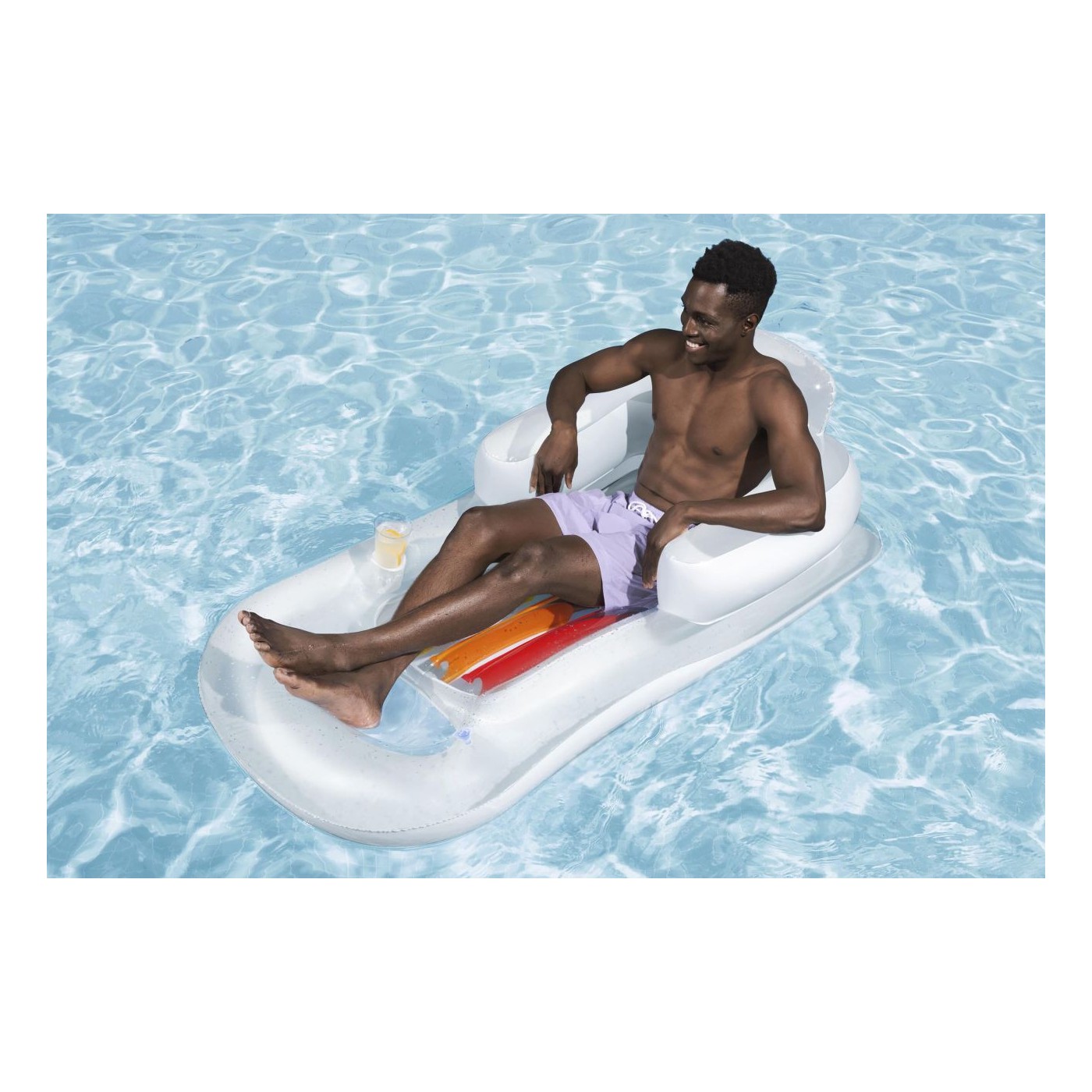 Dmuchany Materac do pływania Leżak Biały BESTWAY 161x84cm + Oparcie