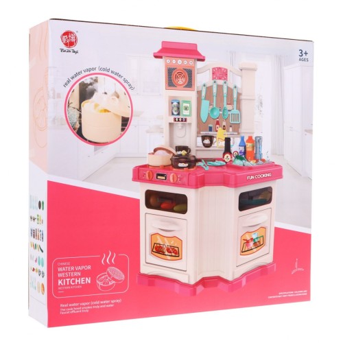Różowa Kuchnia dla dzieci 3+ Radio + Interaktywny palnik + Funkcja pary + Akcesoria