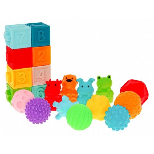 Mega zestaw 20 piłek klocków zwierzątek dla dzieci 6m+ Zabawka sensoryczna Rehabilitacja dłoni