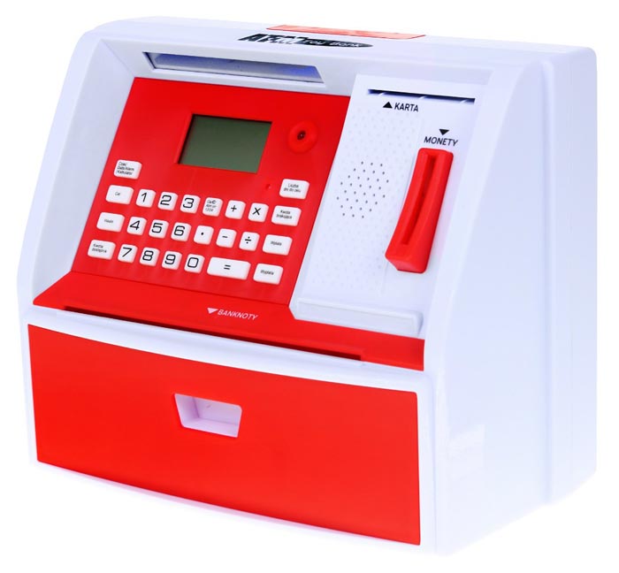 LK-G973 bankomat skarbonka czerwona bok