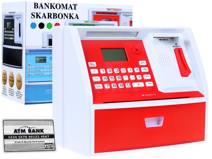 LK-G973 bankomat skarbonka czerwona zestaw
