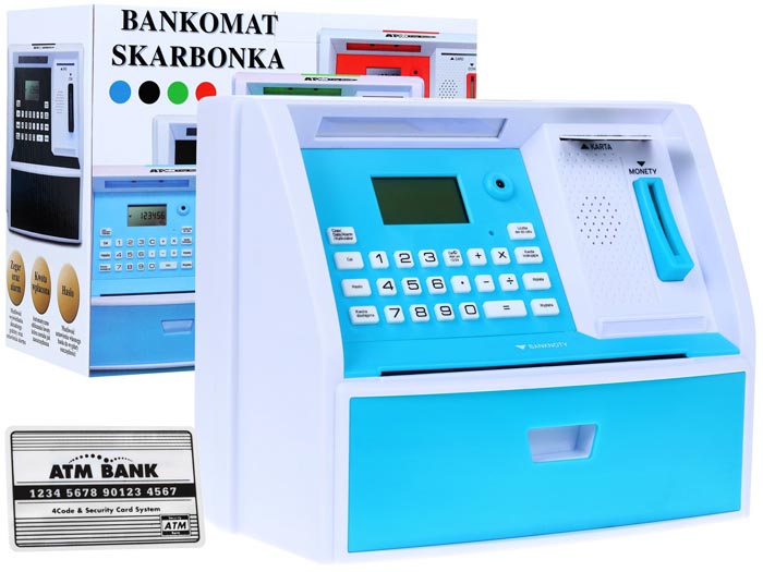 LK-G973 bankomat skarbonka niebieska zestaw