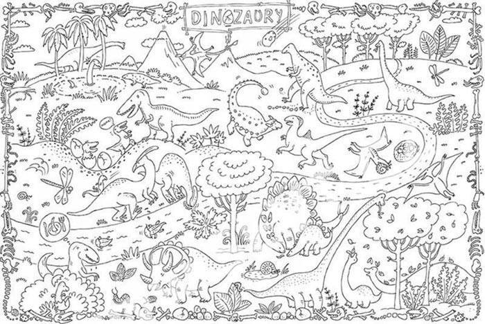 kolorowanka podłogowa xxl plakat świat dinozaurów pusty